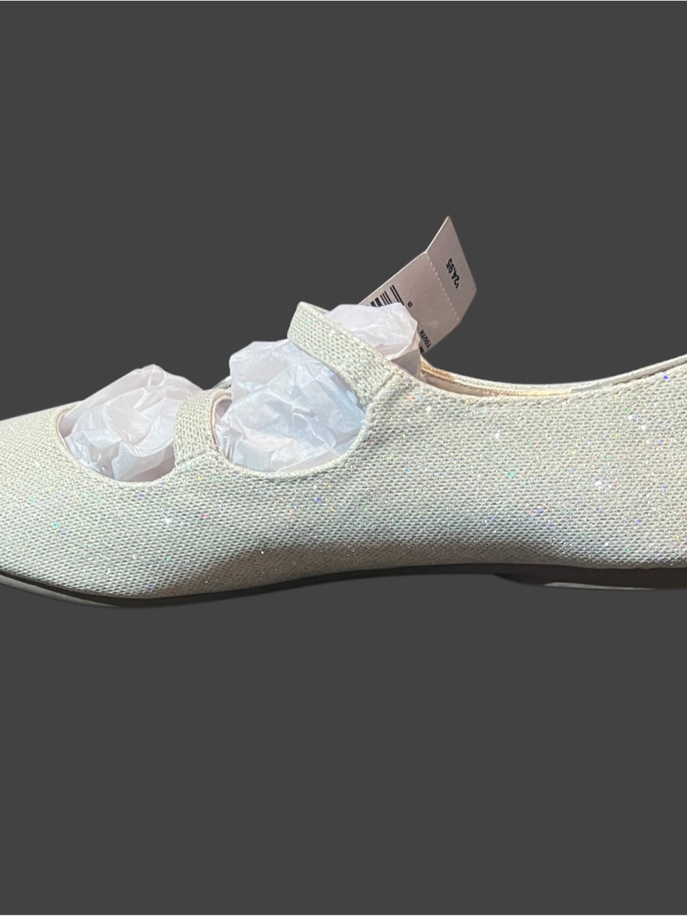 Place Girls Sparkle Silver Mary Jane Flats Sz 2 - Picture 3 of 6